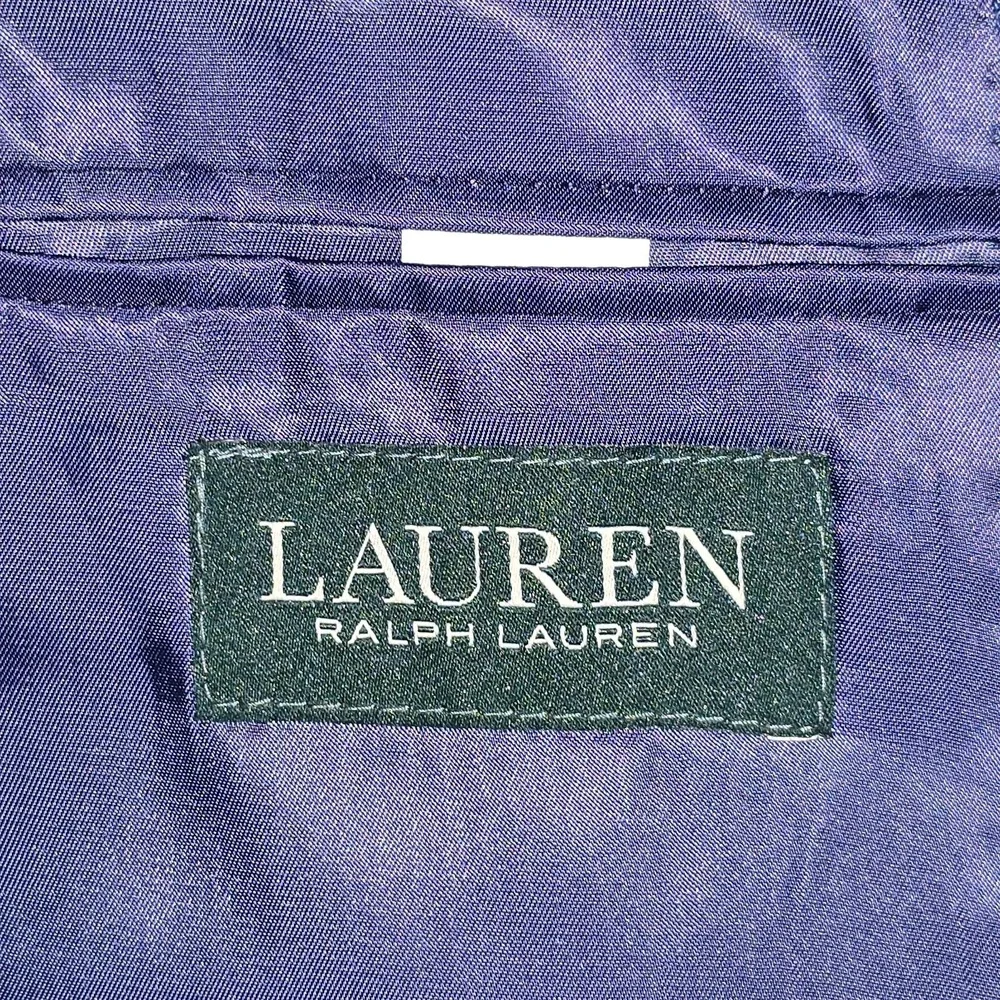 Ralph Lauren 100% Linen Blazer Mens 46L, Blue‎ Windowpane Plaid, 2 Button, Notch